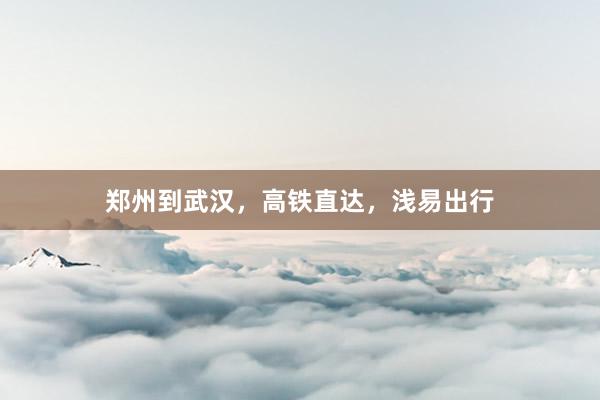 郑州到武汉，高铁直达，浅易出行