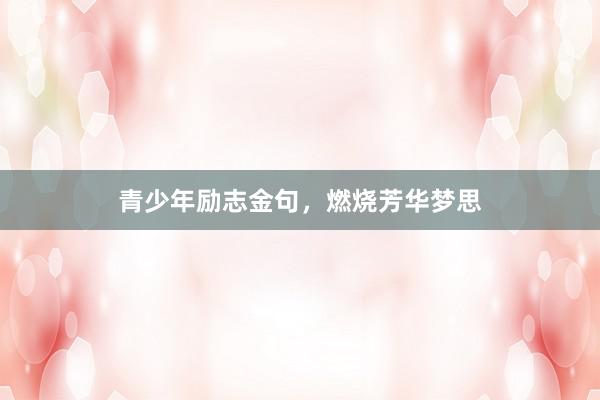青少年励志金句，燃烧芳华梦思
